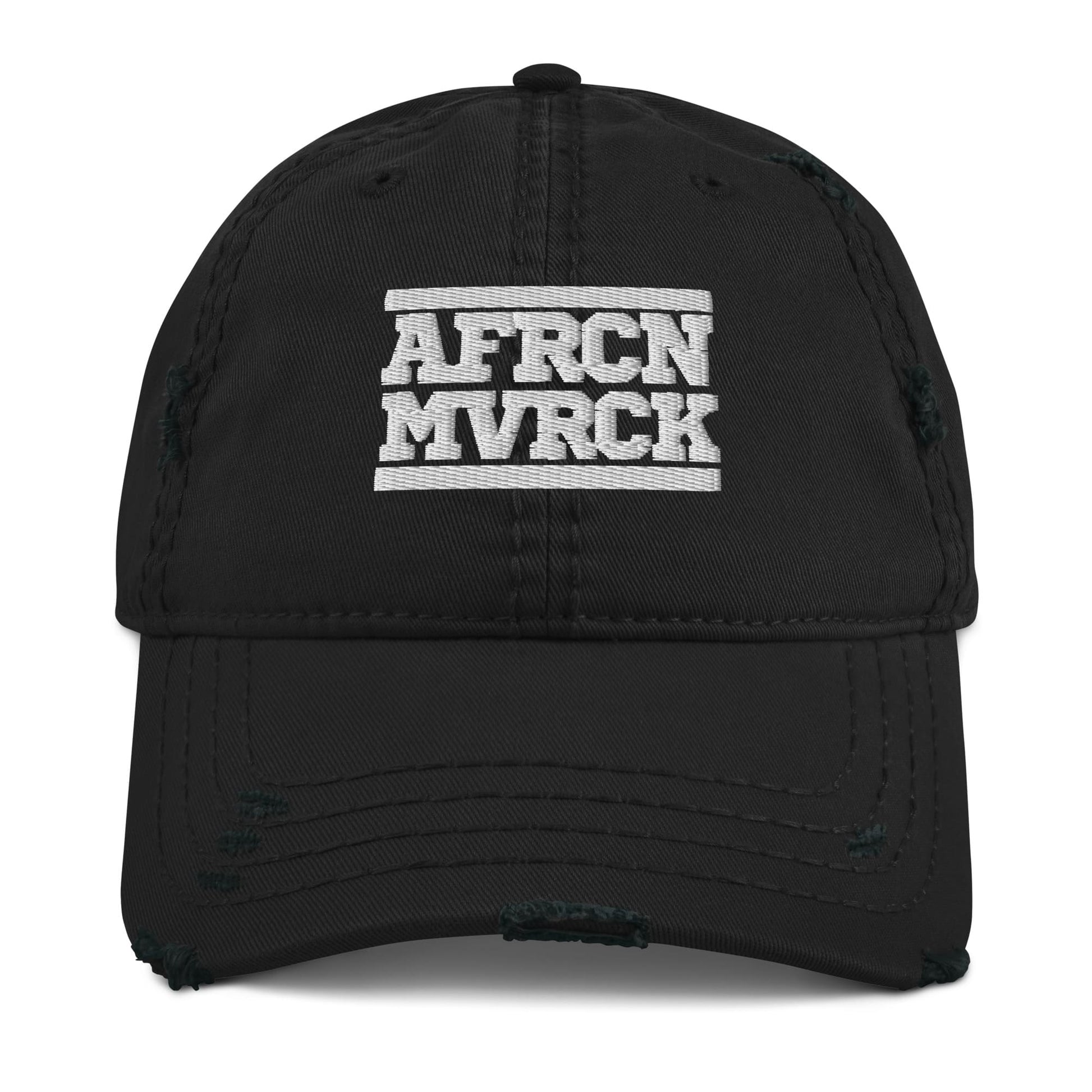 AFRCN MVRCK Distressed Dad Hat - Black & White