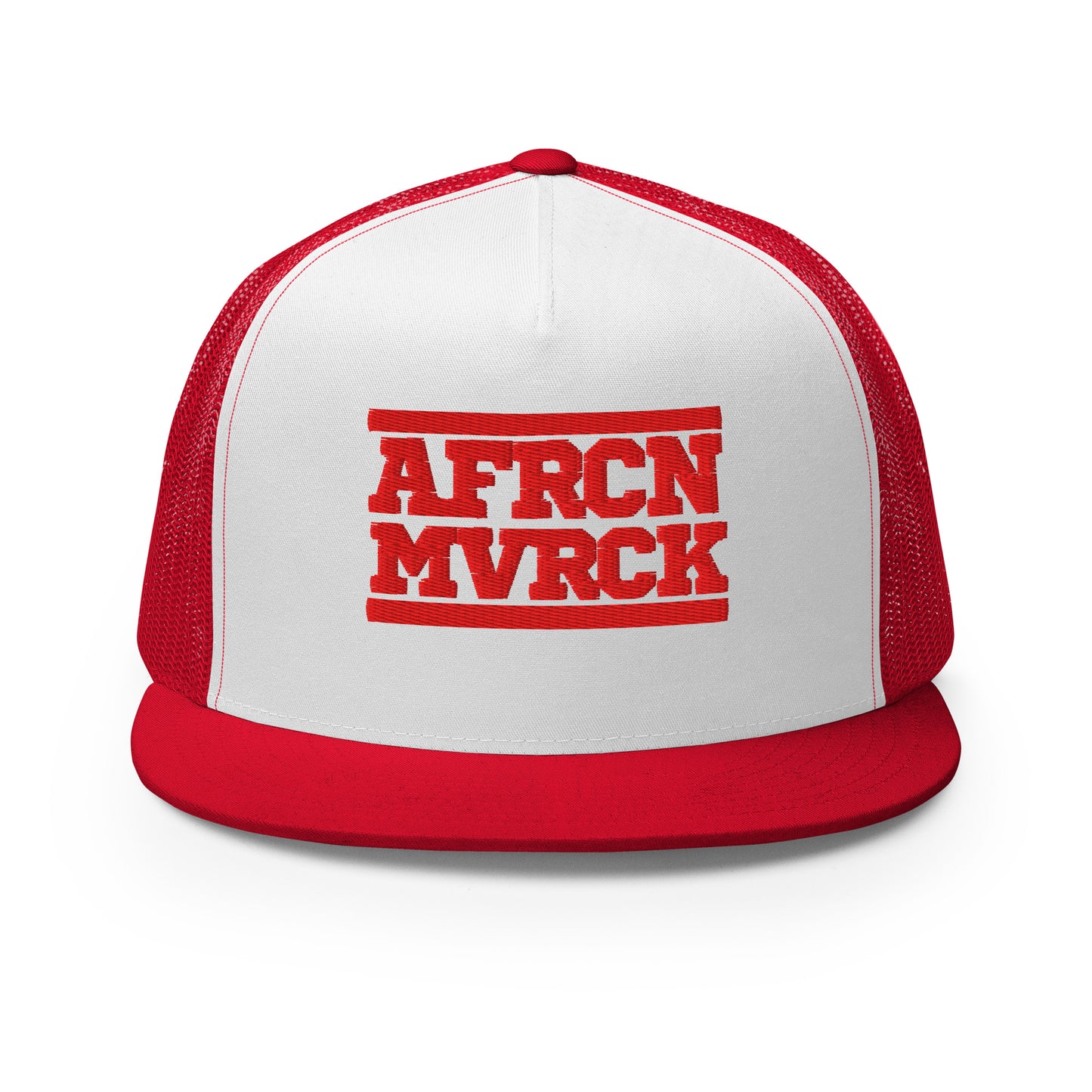 AFRCN MVRCK Trucker Hat - White & Fire Red