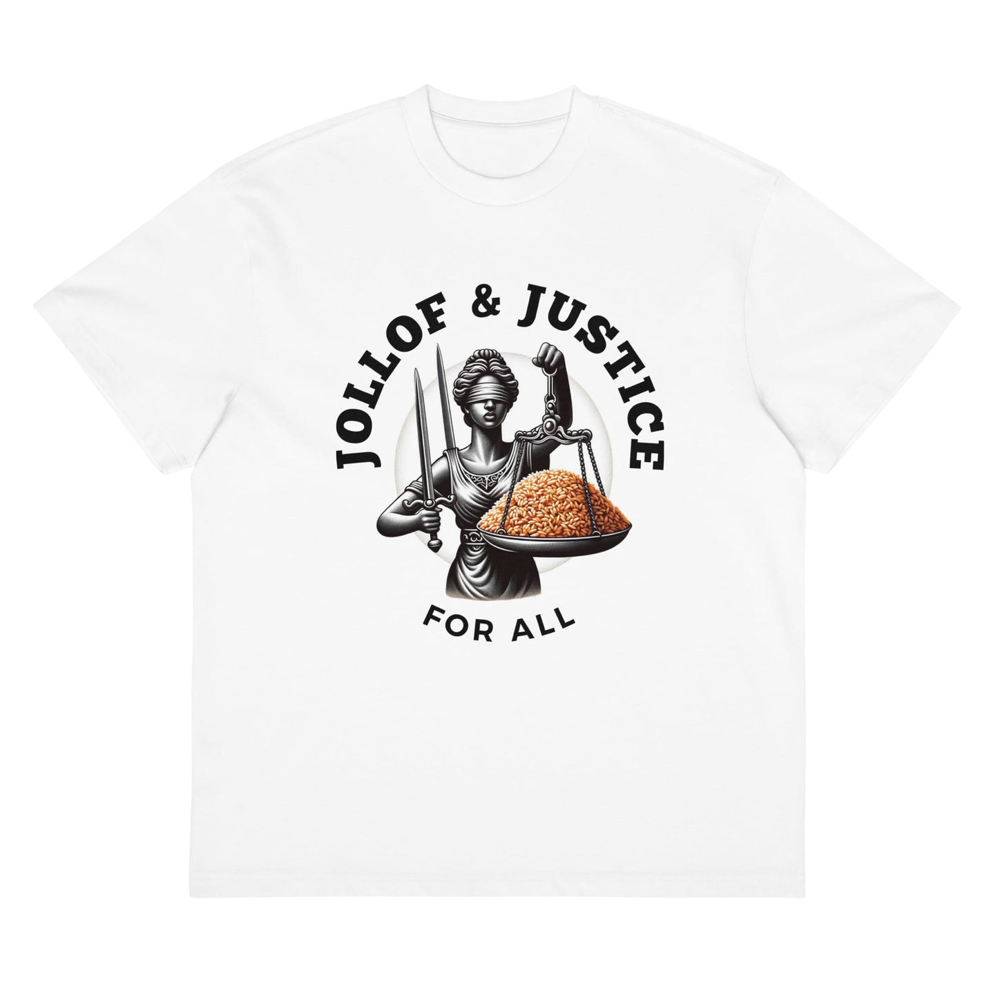 Jollof & Justice For All Box Tee - Yin Colors
